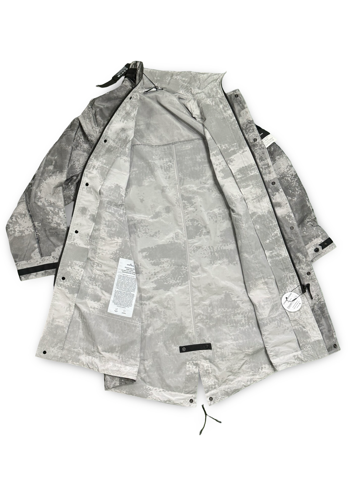 Stone Island Dissolving Grid Camo Mesh On Reflective Econyl Regenerated Nylon