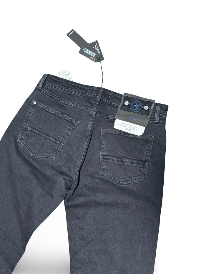 Stone Island Stretch Black Denim - Rinsed Jeans Type Slim
