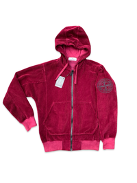 Stone Island Embroidered Logo Corduroy Zip Up Hoodie