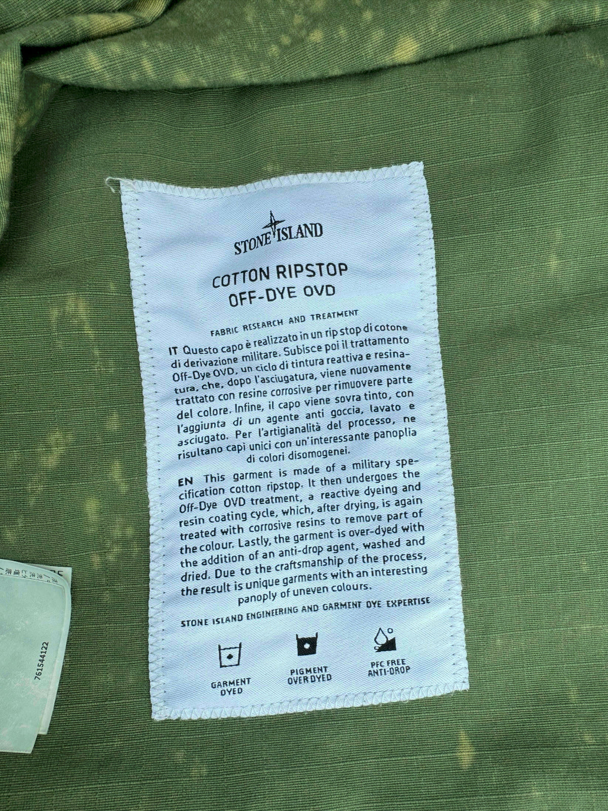 Stone Island Cotton Ripstop Off-Dye OVD