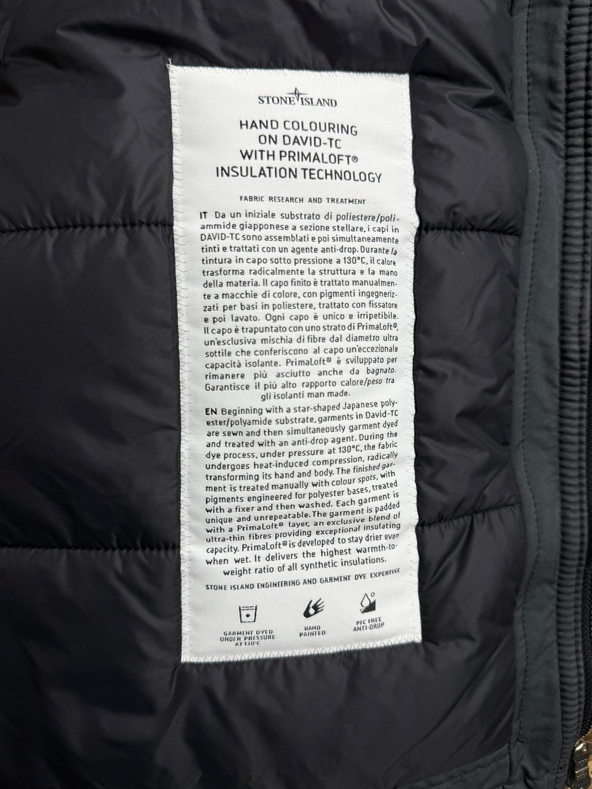 Stone Island Hand Colouring On David-TC With Primaloft Insulation Technology