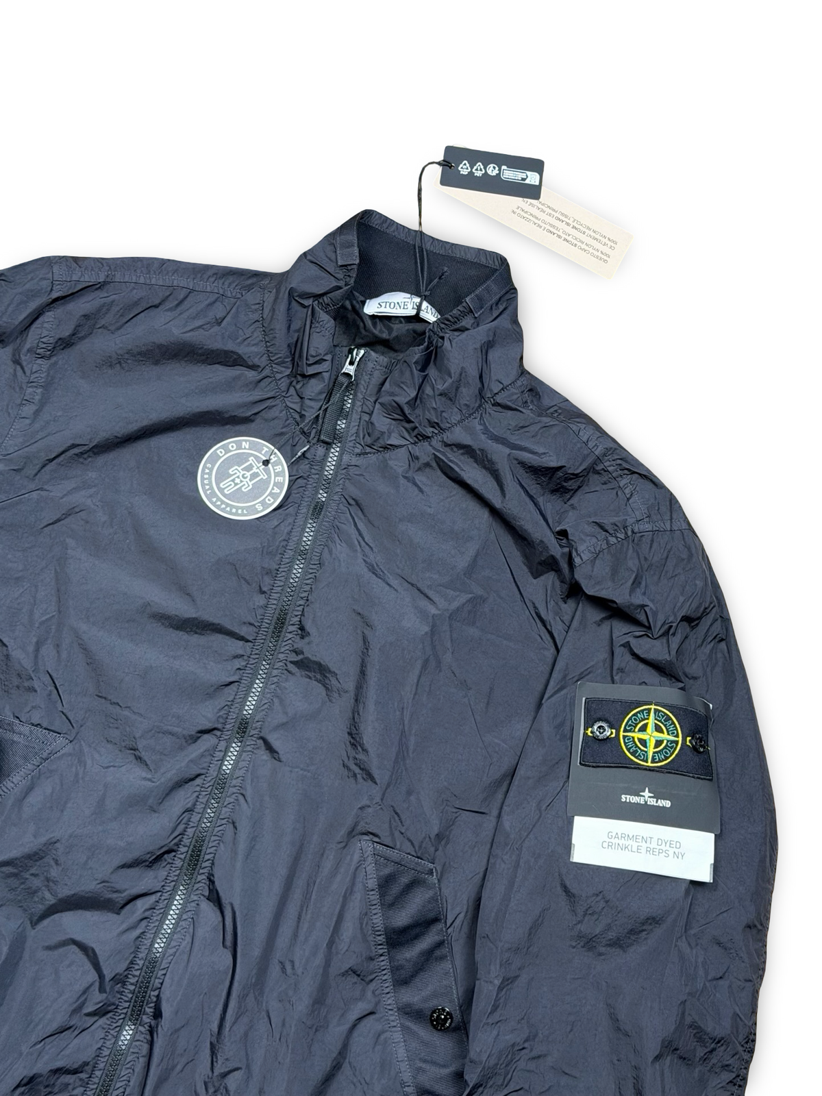 Stone Island Black Garment Dyed Crinkle Reps NY