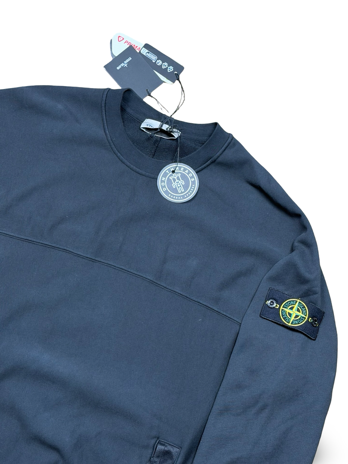 Stone Island Black Nylon Panel Crewneck