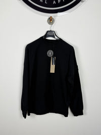 Stone Island Black Cotton Stretch Fleece Ghost Project Crewneck