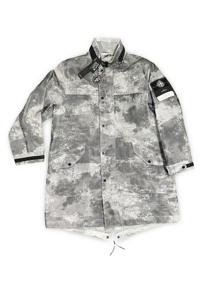 Stone Island Dissolving Grid Camo Mesh On Reflective Econyl Regenerated Nylon