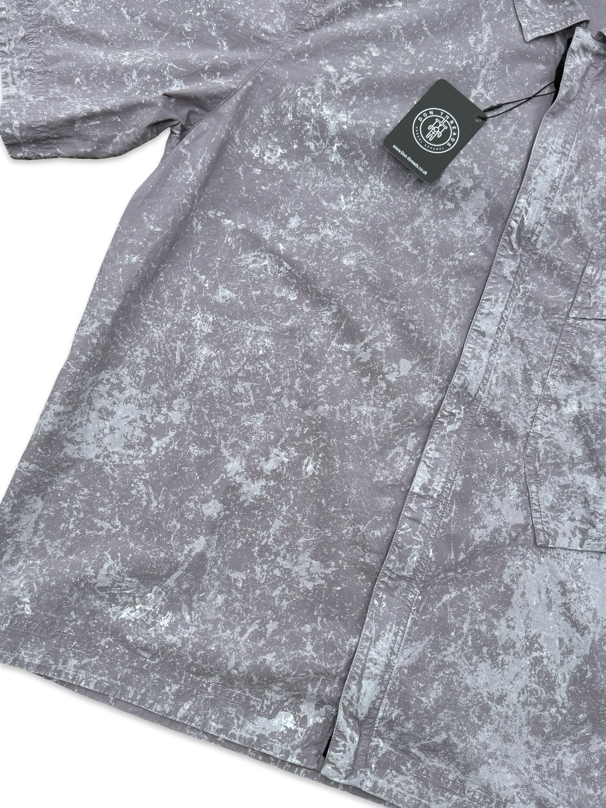 Stone Island White Pigment On Tela Cotton Cupro Short Sleeved Overshirt