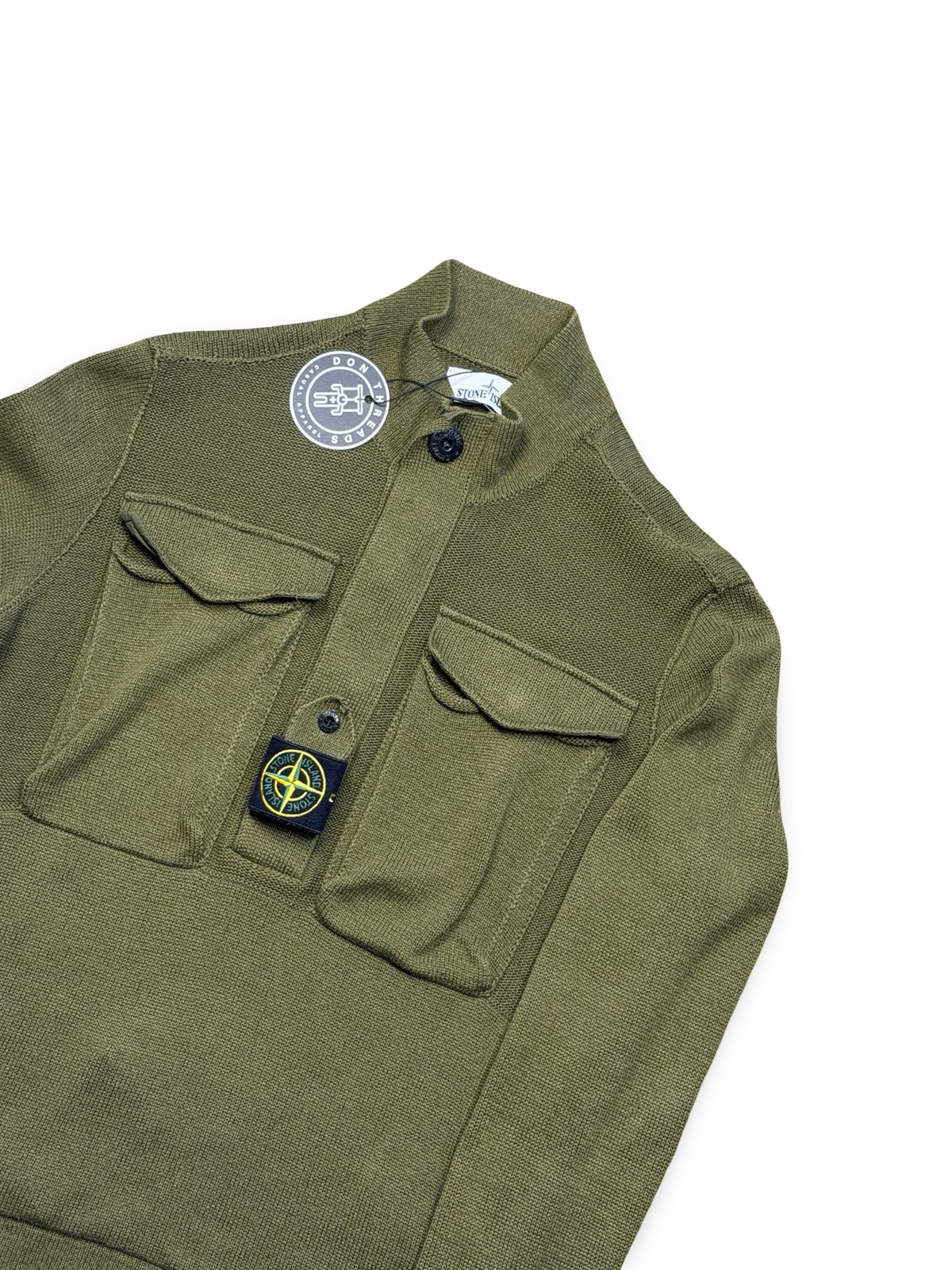 Stone Island Ribbed Knit Centre Badge Half Zip