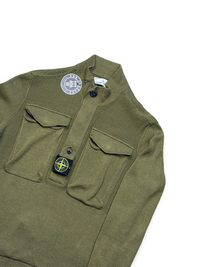 Stone Island Ribbed Knit Centre Badge Half Zip