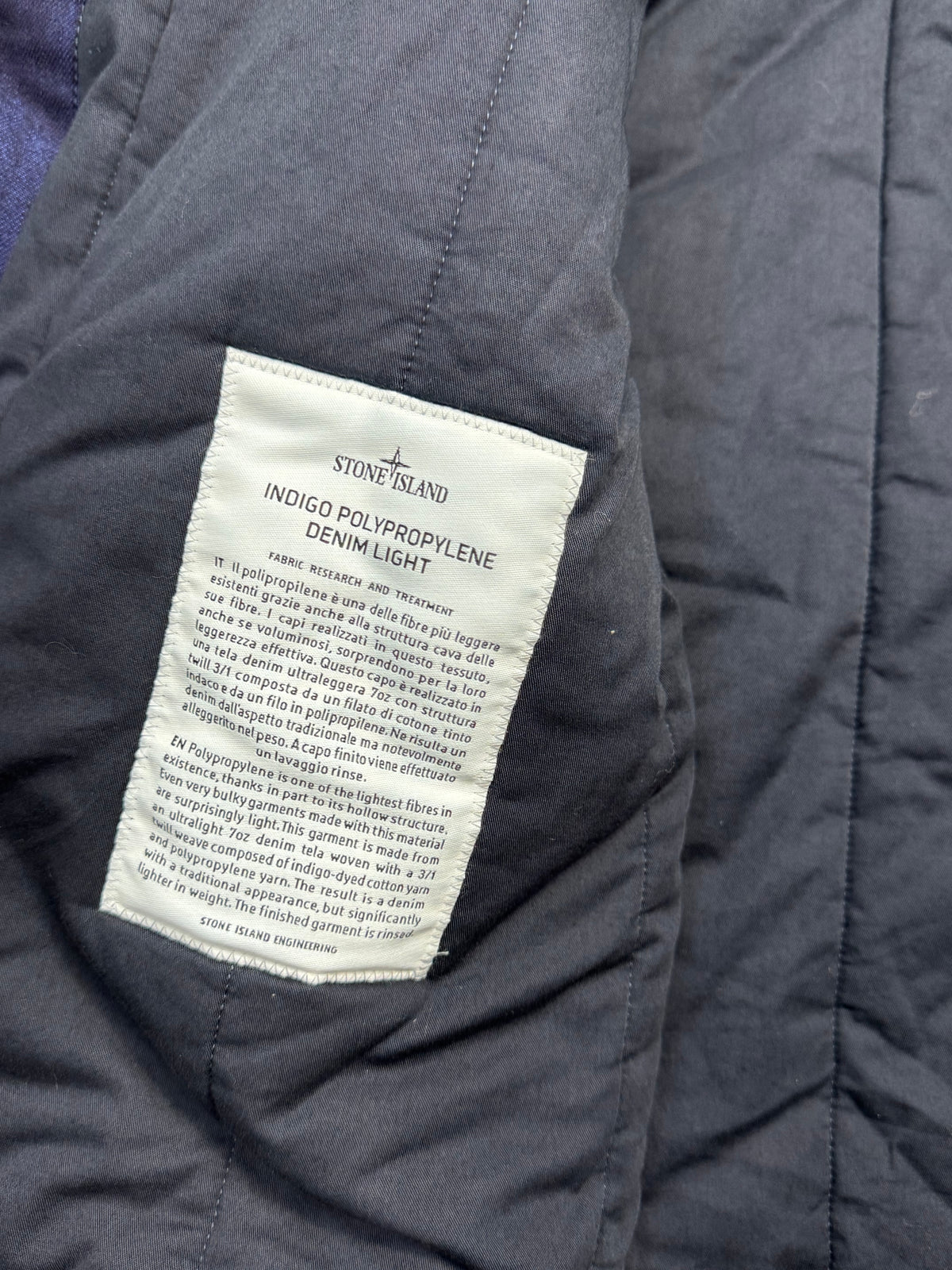 Stone Island Indigo Polypropylene Denim Light