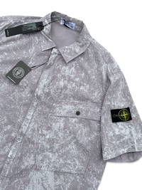 Stone Island White Pigment On Tela Cotton Cupro Short Sleeved Overshirt