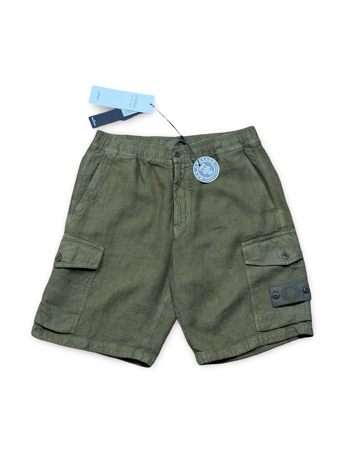 Stone Island Ghost Project Bermuda Linen Cargo Shorts