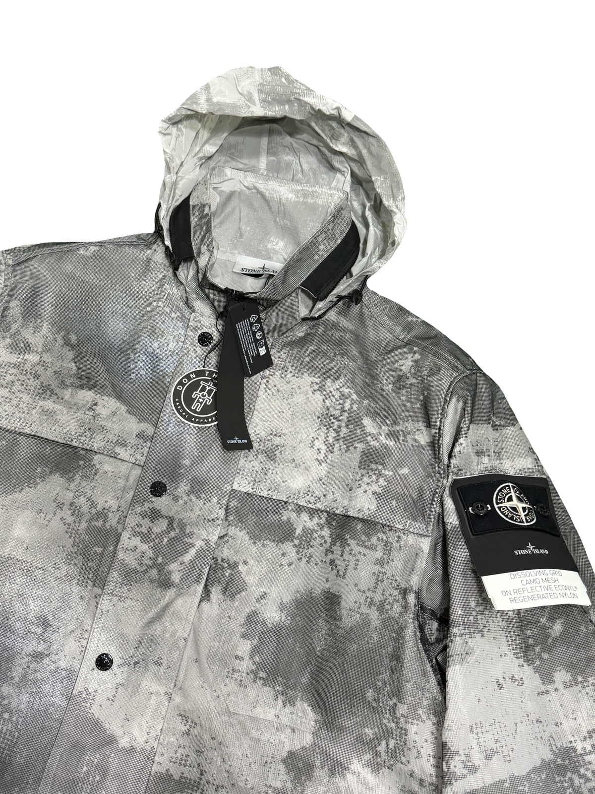 Stone Island Dissolving Grid Camo Mesh On Reflective Econyl Regenerated Nylon