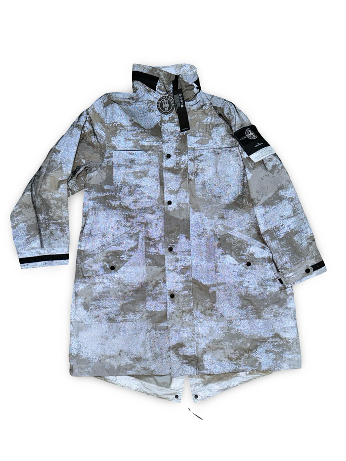 Stone Island Dissolving Grid Camo Mesh On Reflective Econyl Regenerated Nylon