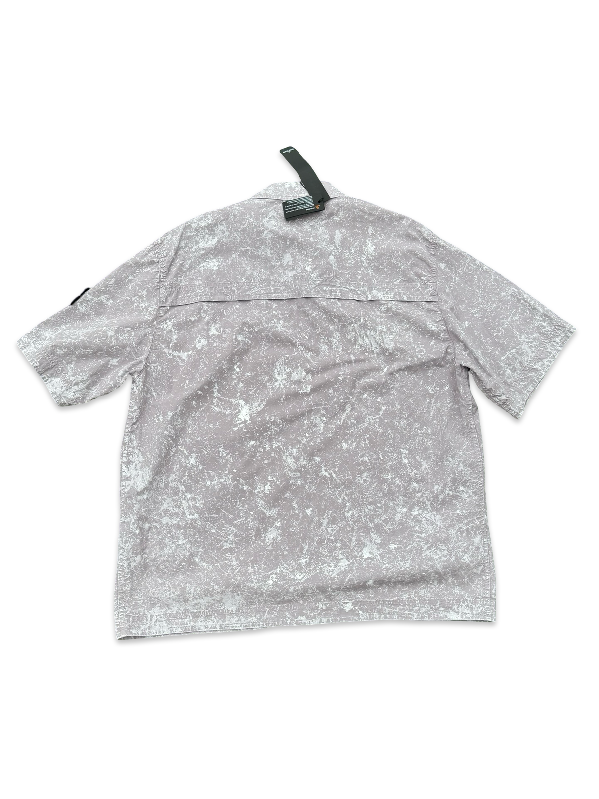 Stone Island White Pigment On Tela Cotton Cupro Short Sleeved Overshirt