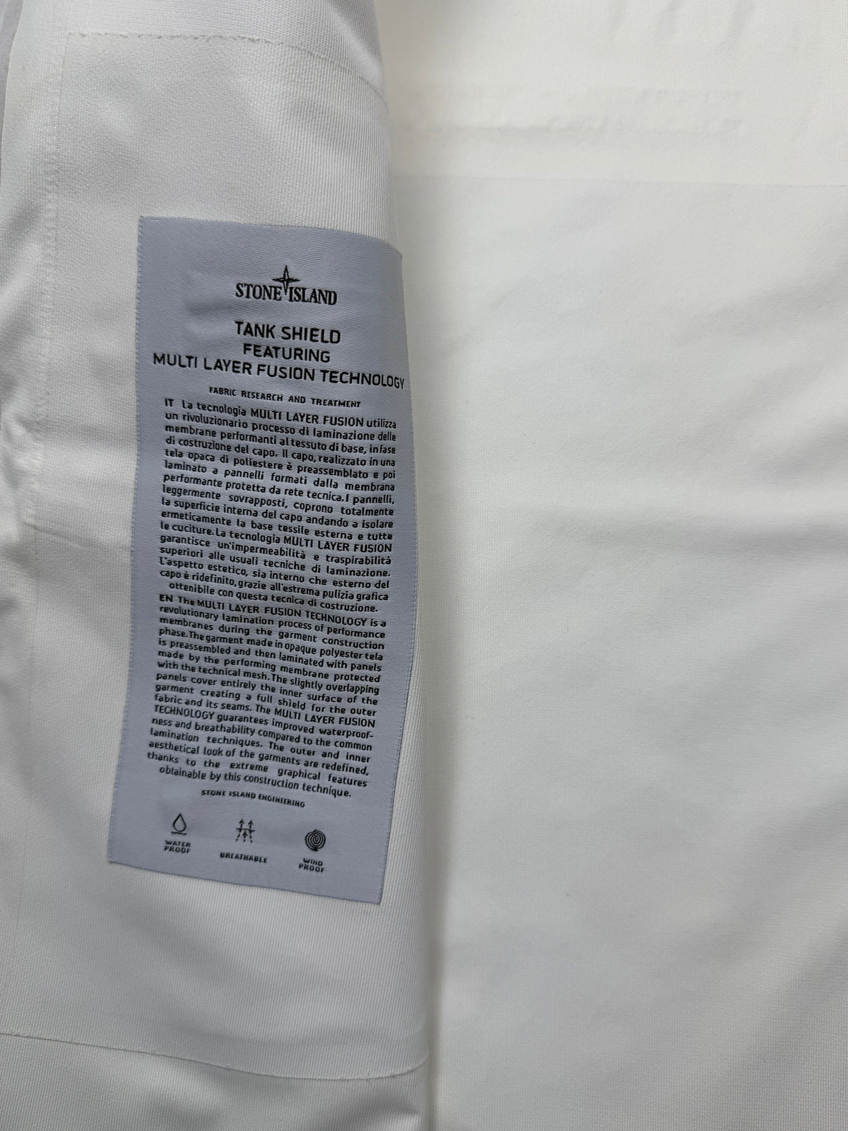 Stone Island Tank Shield Featuring Multi Layer Fusion Technology