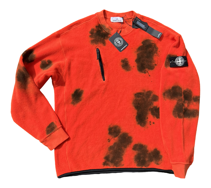 Stone Island Hand Colouring and Garment Dying On Cotton Pile Crewneck BNWT