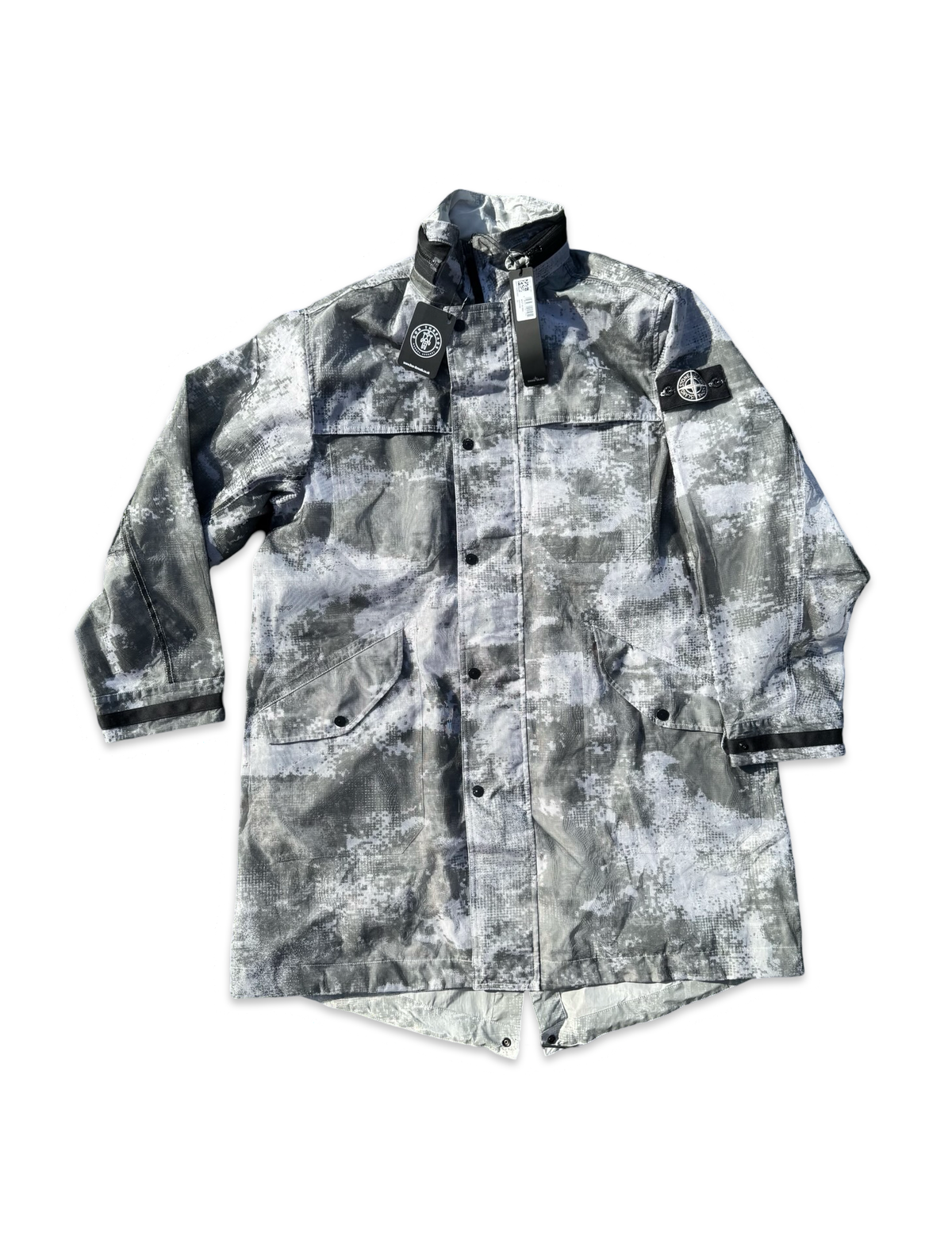 Stone Island Dissolving Grid Camo Mesh On Reflective Econyl Regenerated Nylon