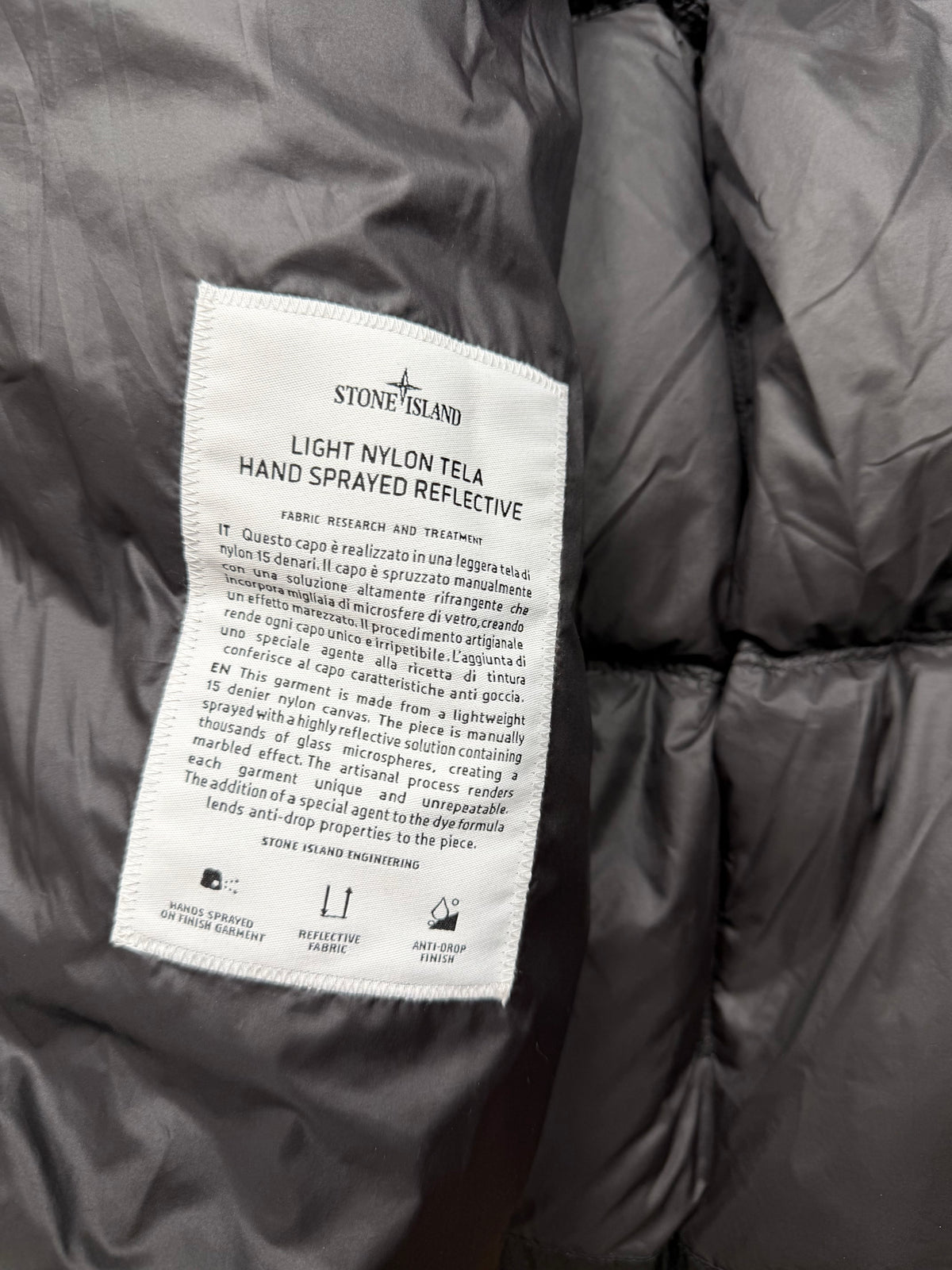 Stone Island Light Nylon Tela Hand Sprayed Reflective
