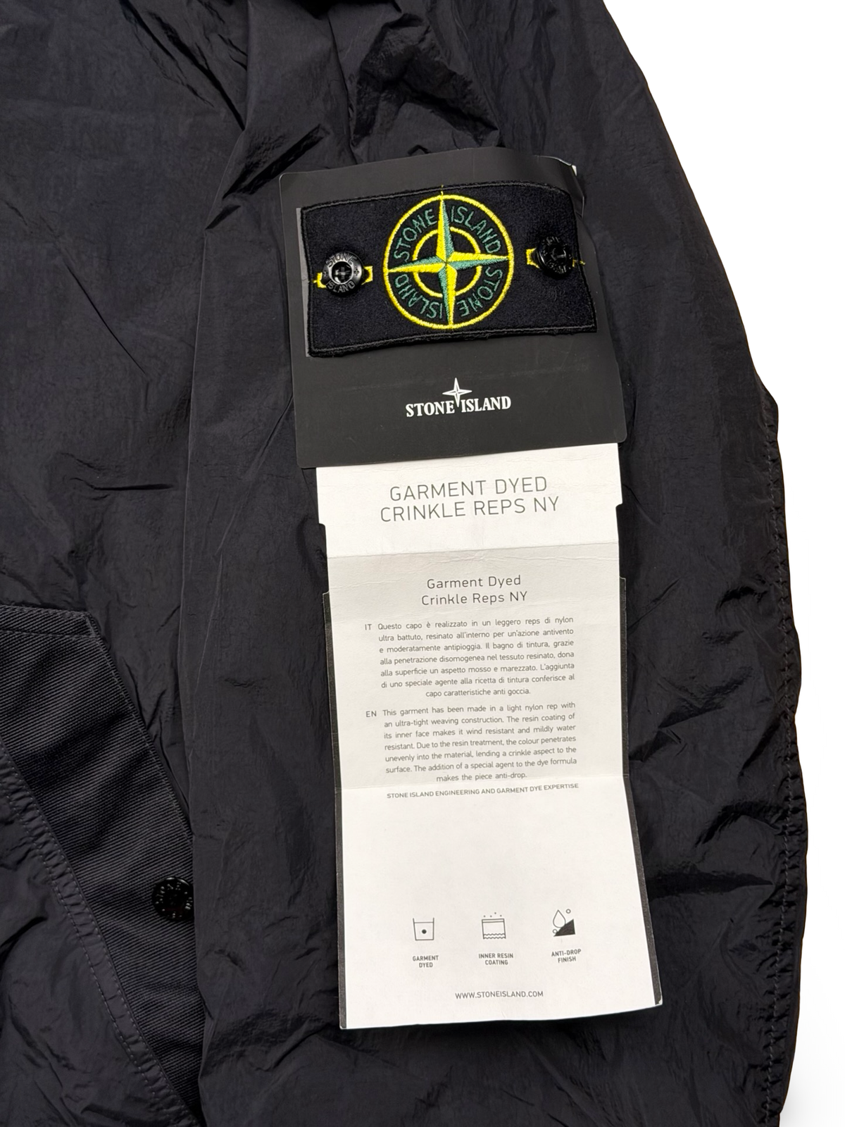 Stone Island Black Garment Dyed Crinkle Reps NY