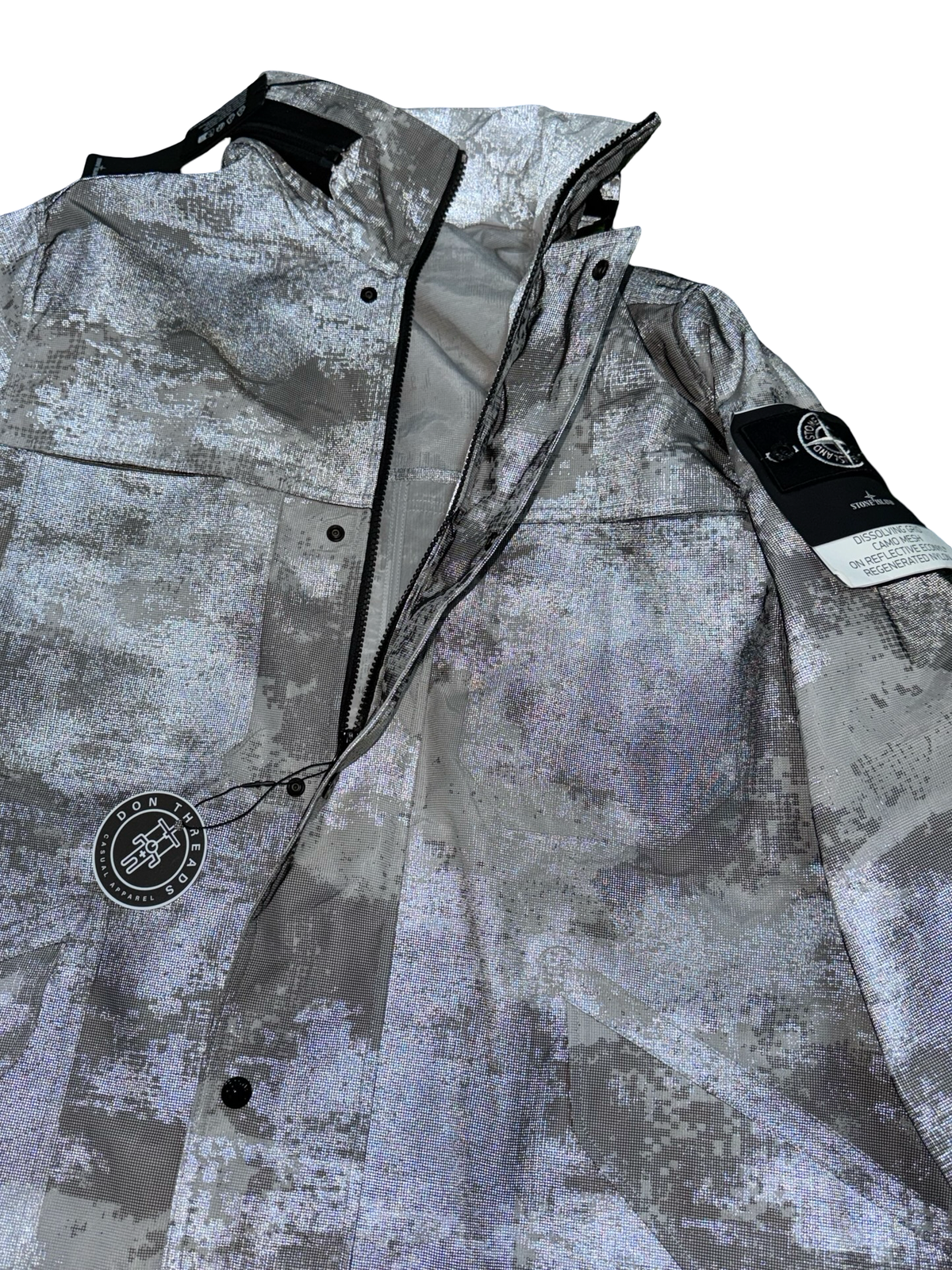 Stone Island Dissolving Grid Camo Mesh On Reflective Econyl Regenerated Nylon