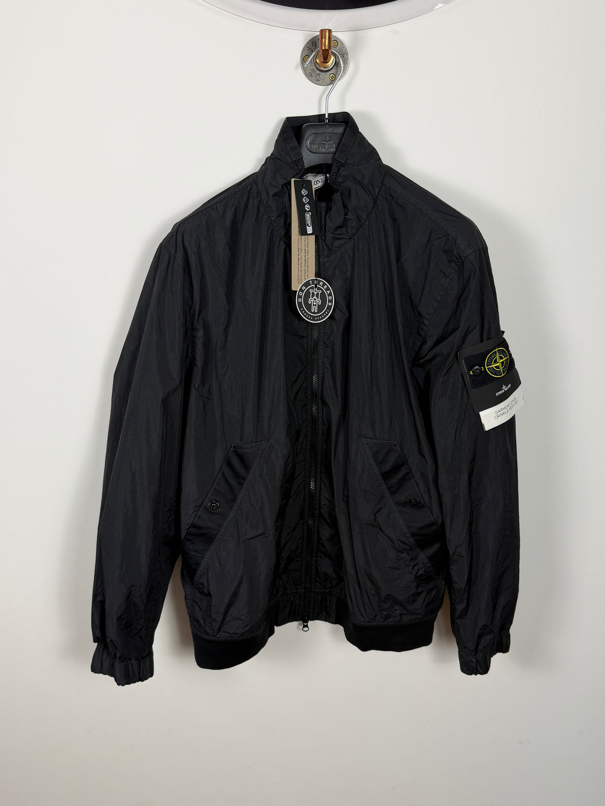 Stone Island Black Garment Dyed Crinkle Reps NY