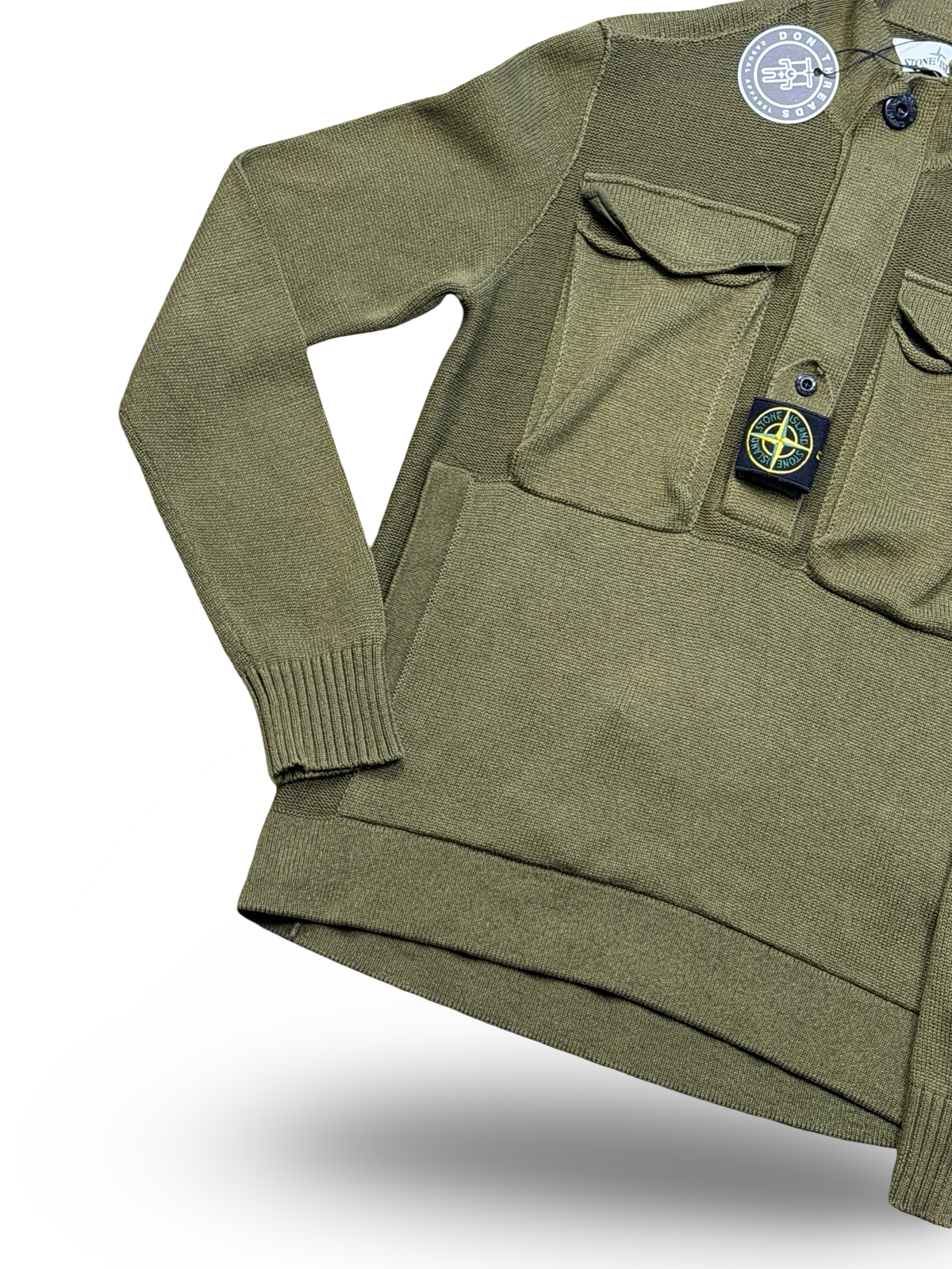 Stone Island Ribbed Knit Centre Badge Half Zip