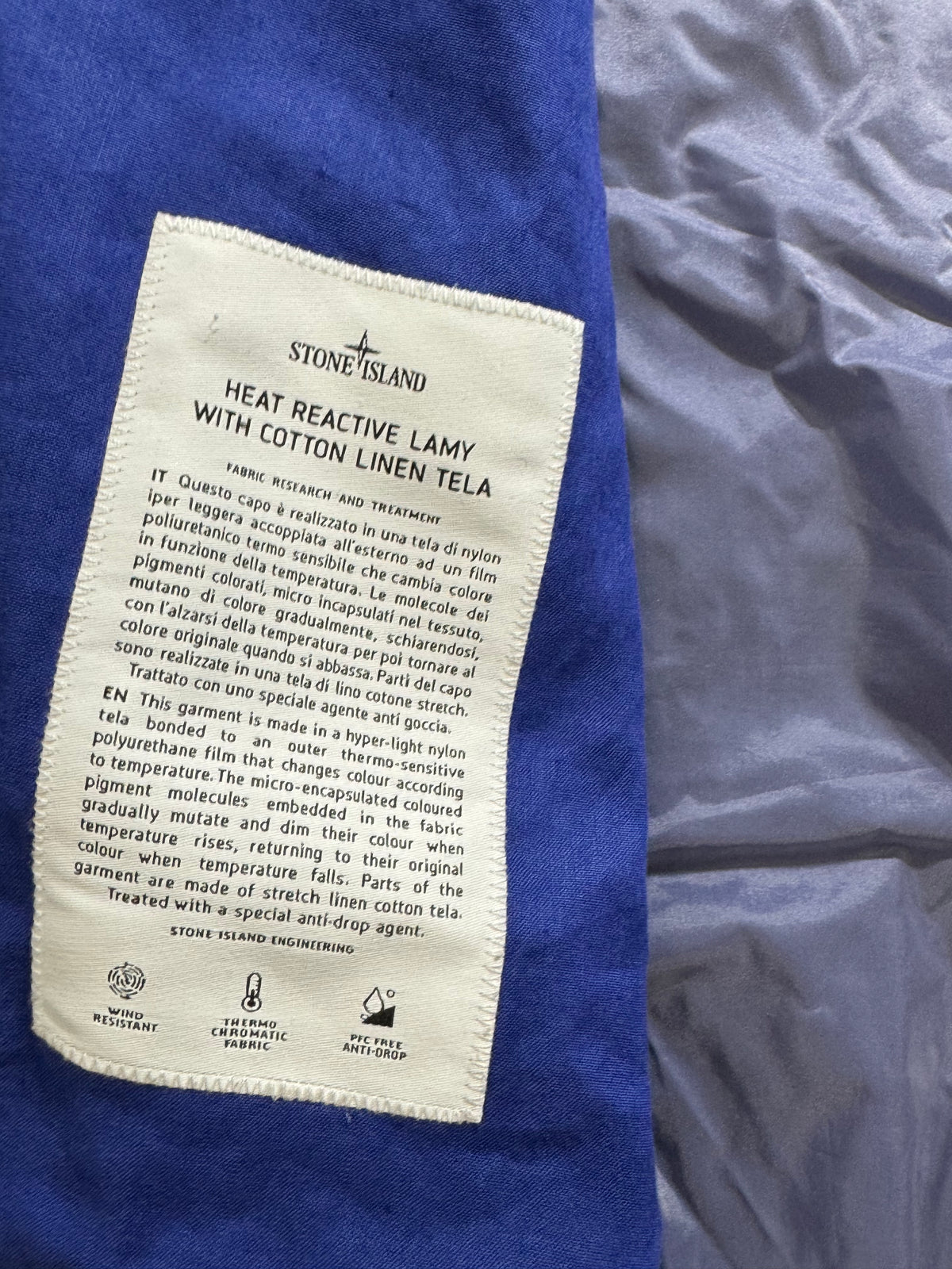 Stone Island Heat Reactive Lamy With Cotton Linen Tela