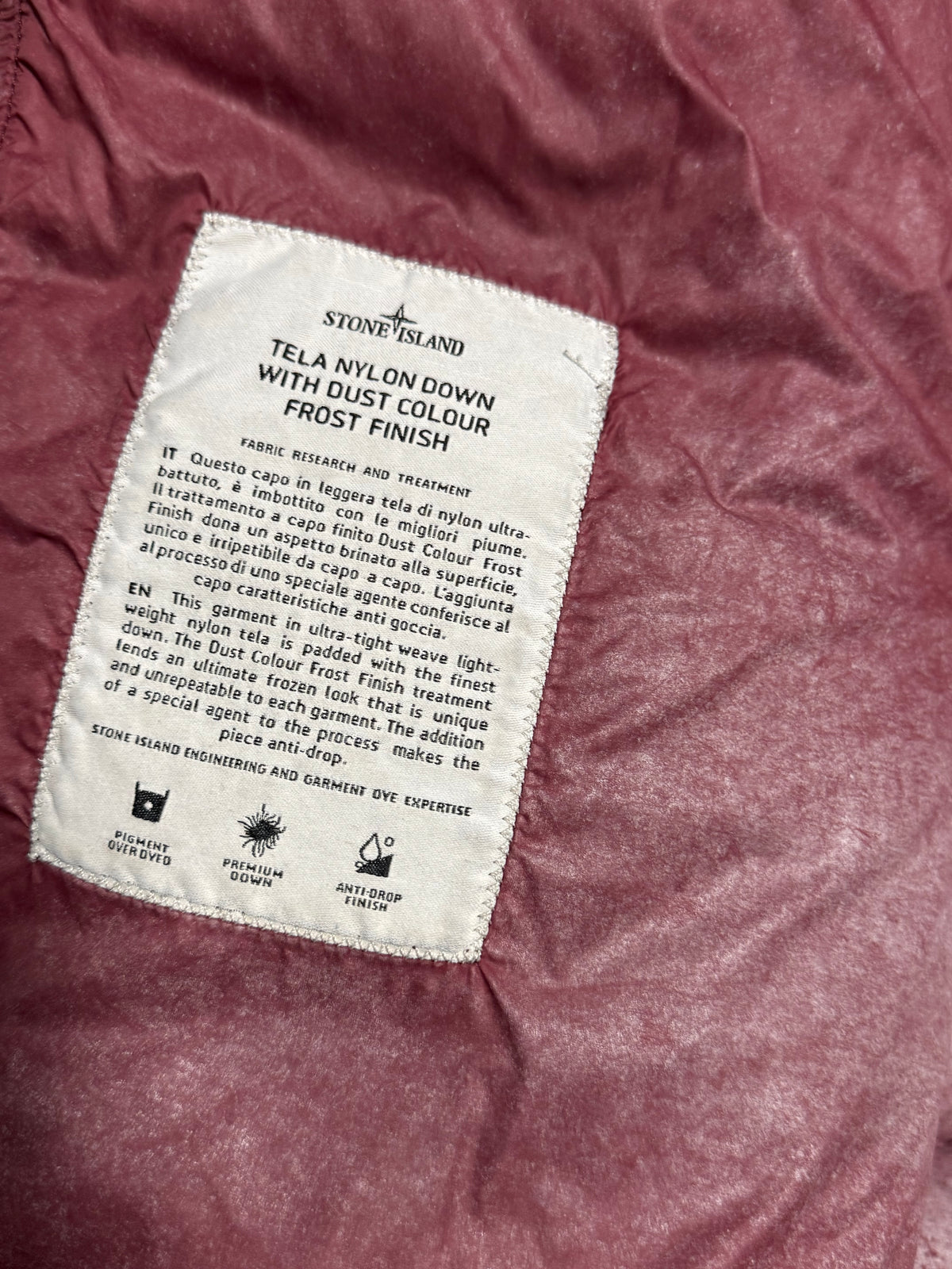 Stone Island Tela Nylon Down With Dust Colour Frost Finish