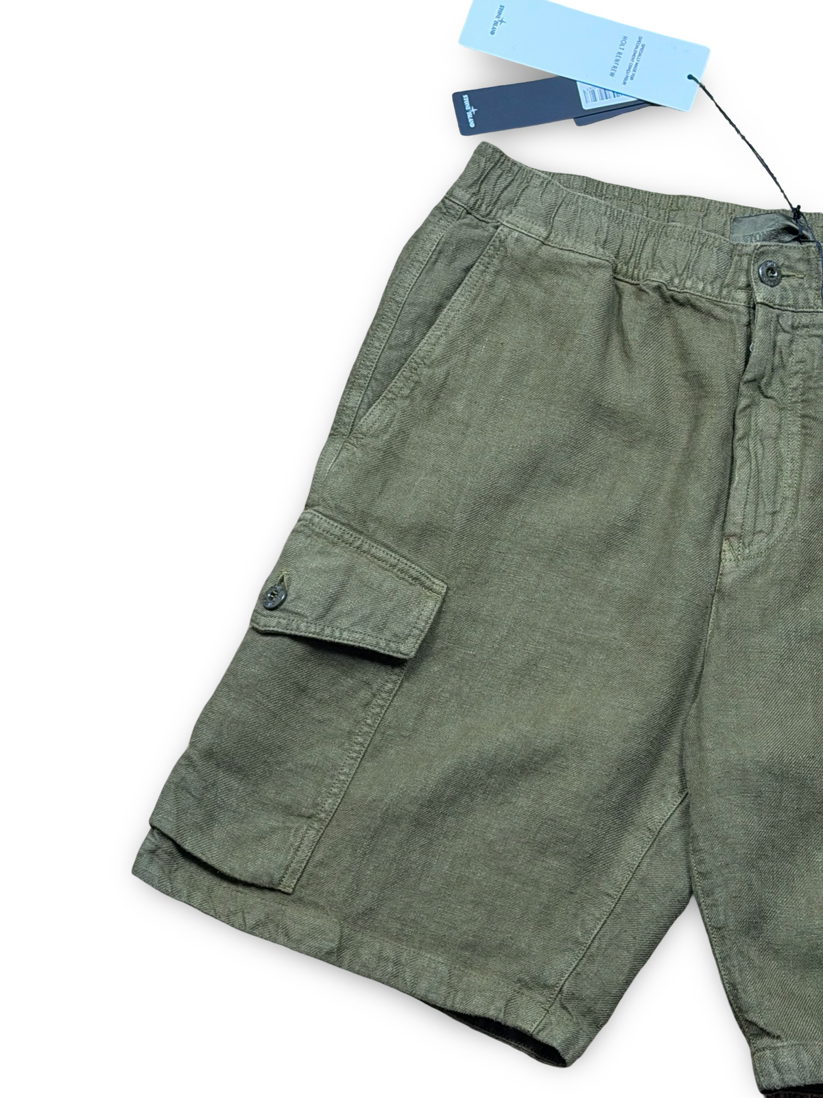 Stone Island Ghost Project Bermuda Linen Cargo Shorts
