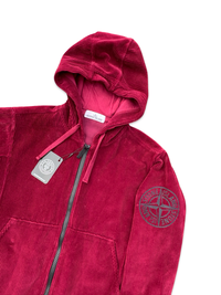 Stone Island Embroidered Logo Corduroy Zip Up Hoodie