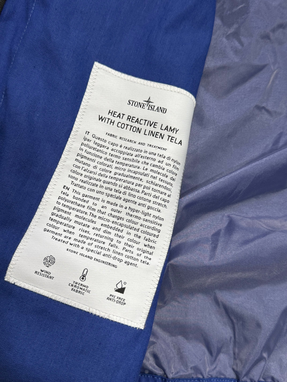 Stone Island Heat Reactive Lamy With Cotton Linen Tela