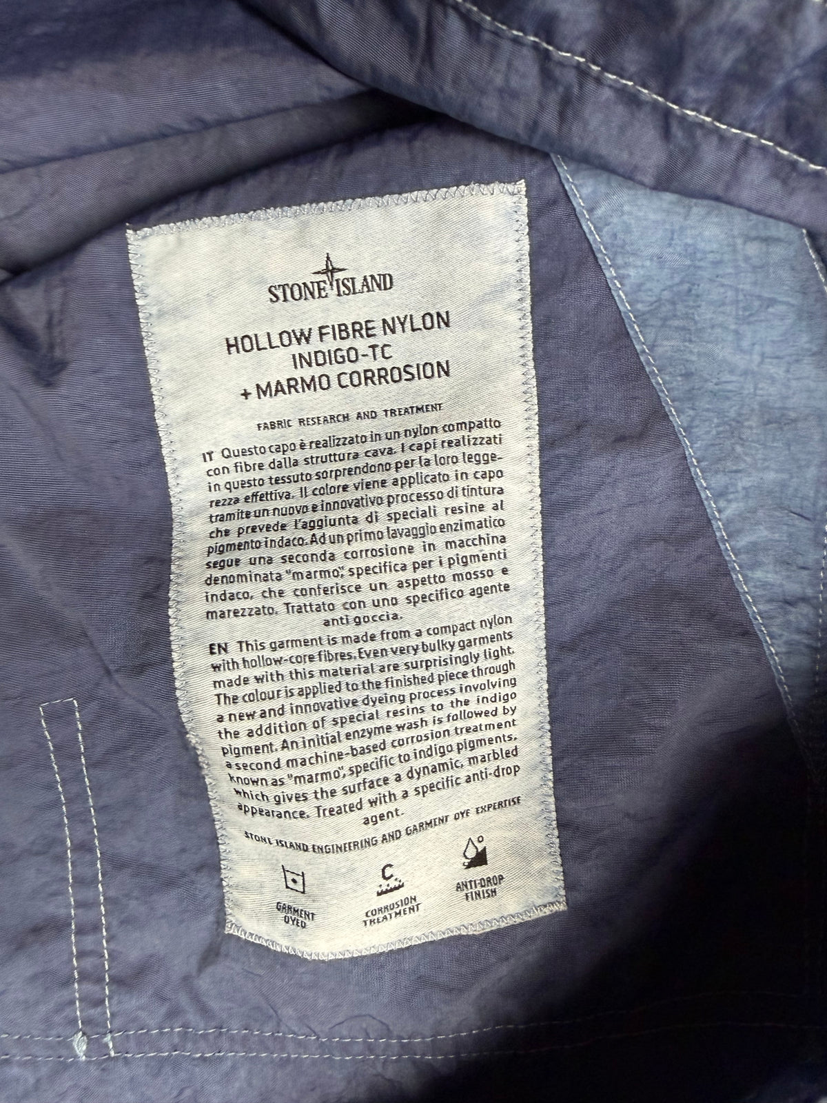 Stone Island Hollow Fibre Nylon Indigo-TC + Marmo Corrosion