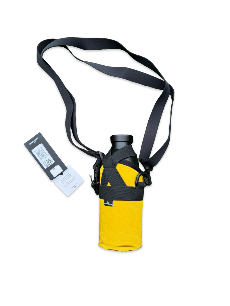 Stone Island Stainless Steel Bottle In Yellow Nylon Metal Pouch