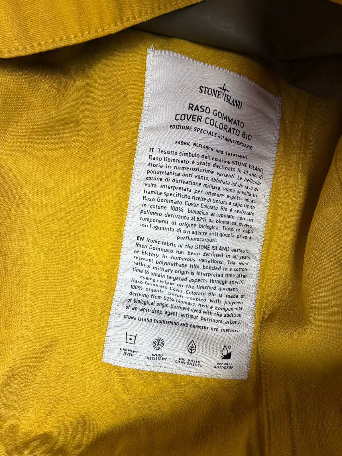 Stone Island Raso Gommato Cover Colorado Bio 40th Anniversary