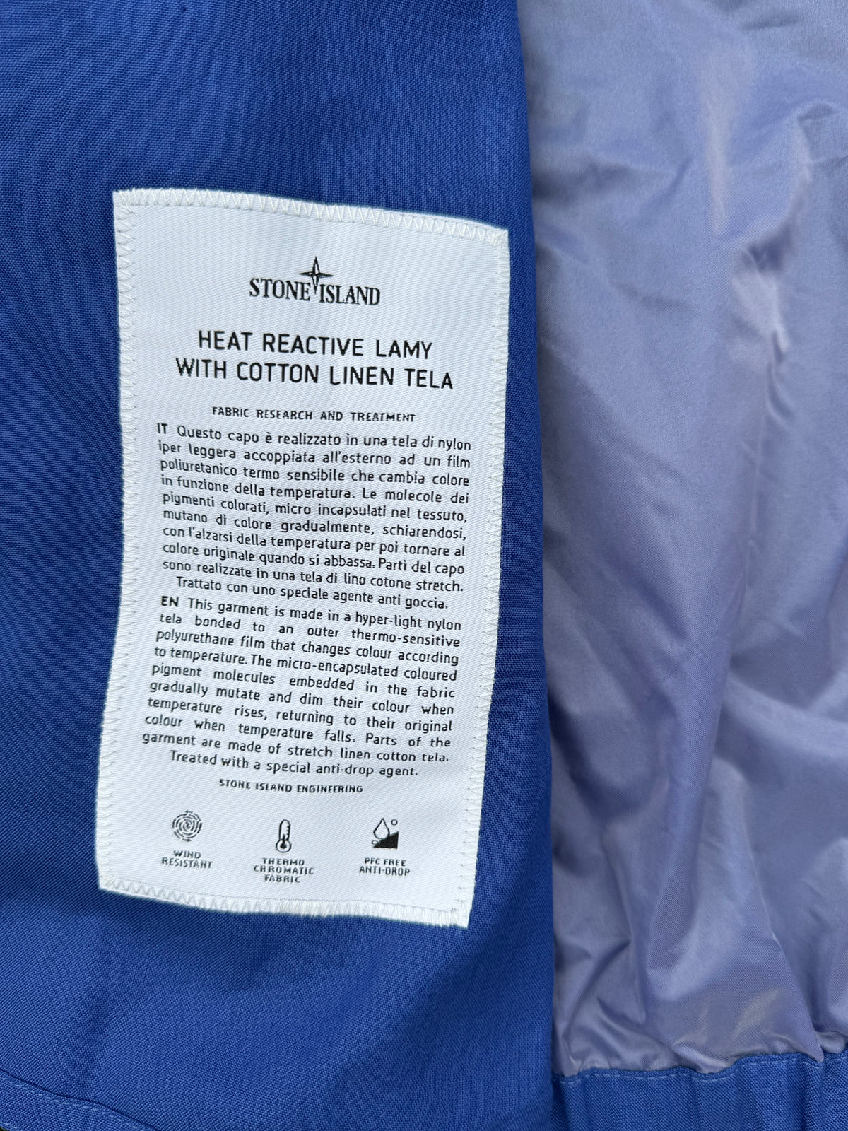 Stone Island Heat Reactive Lamy With Cotton Linen Tela