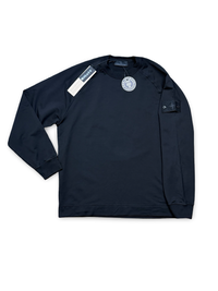 Stone Island Black Cotton Stretch Fleece Ghost Project Crewneck