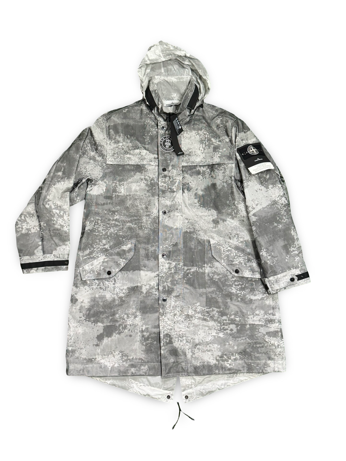 Stone Island Dissolving Grid Camo Mesh On Reflective Econyl Regenerated Nylon
