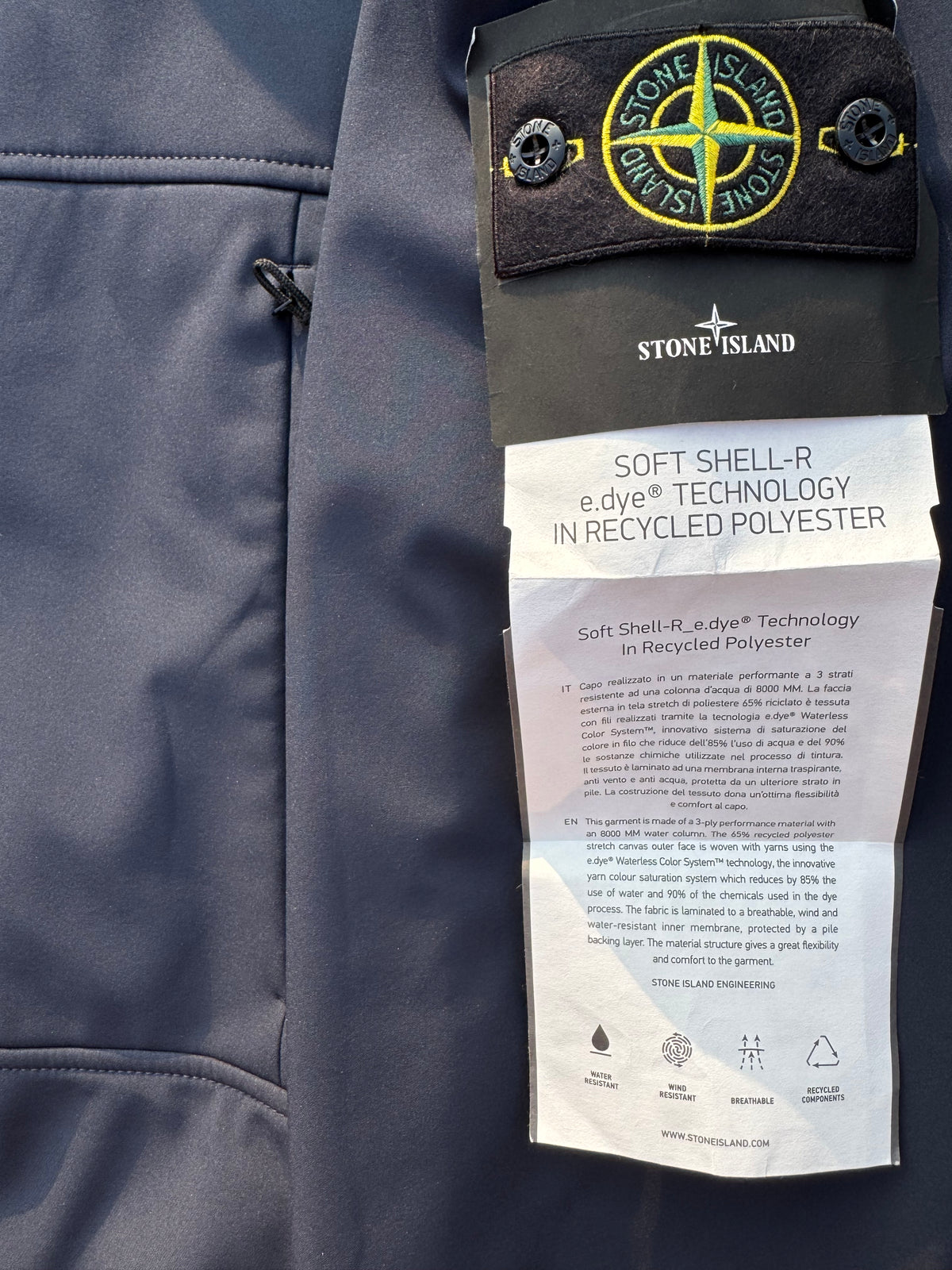 Stone Island Light Soft Shell-R e.dye Technology In Recycled Polyester