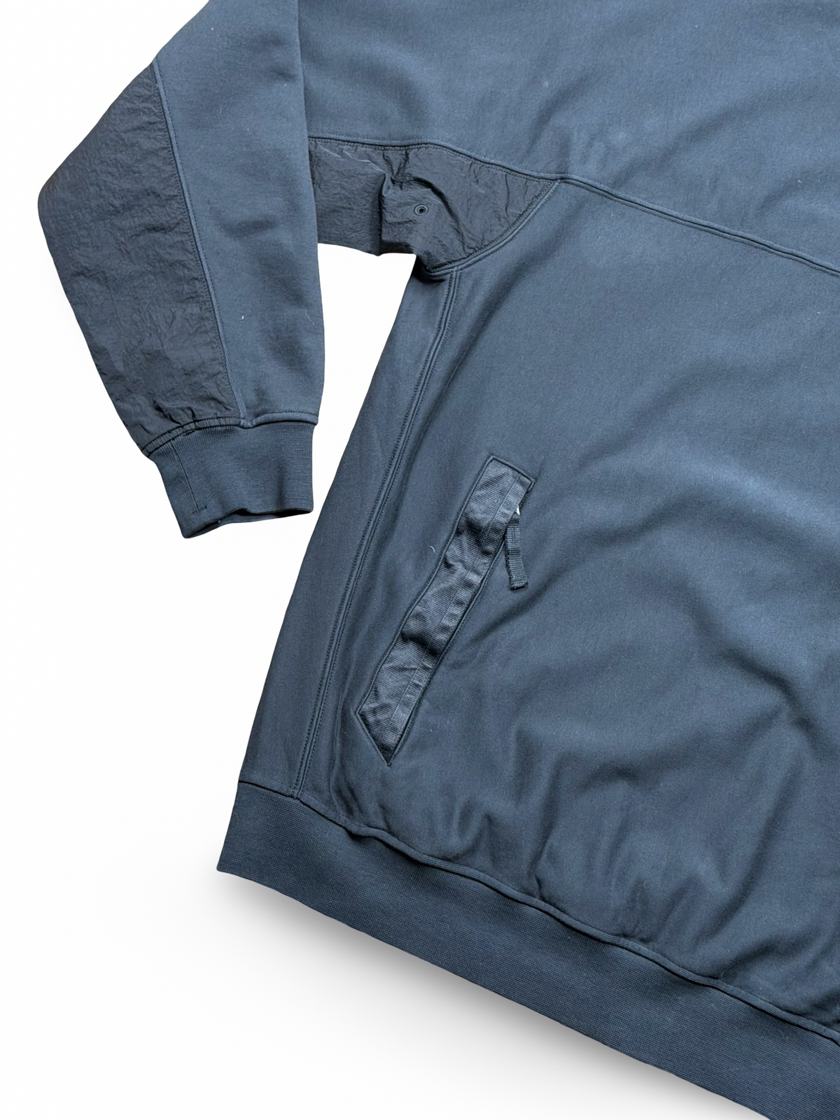 Stone Island Black Nylon Panel Crewneck