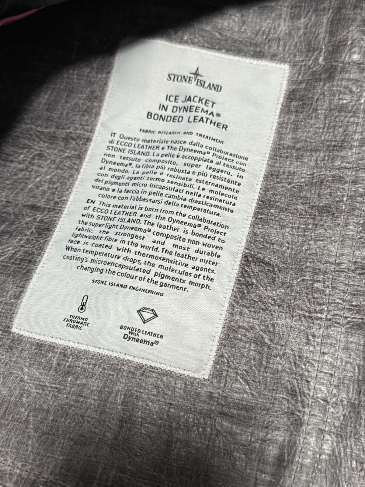 Stone Island Ice Jacket In Dyneema Bonded Leather