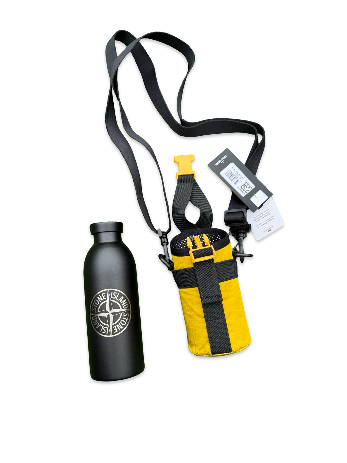 Stone Island Stainless Steel Bottle In Yellow Nylon Metal Pouch