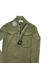Stone Island Ribbed Knit Centre Badge Half Zip