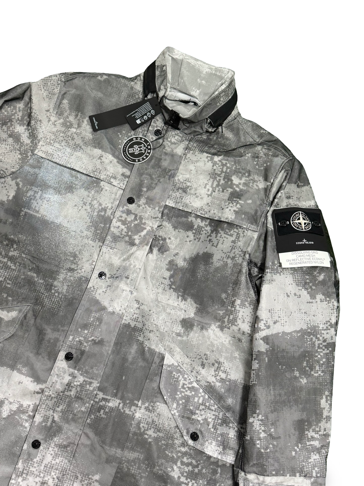 Stone Island Dissolving Grid Camo Mesh On Reflective Econyl Regenerated Nylon