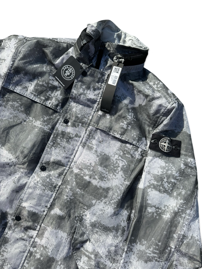 Stone Island Dissolving Grid Camo Mesh On Reflective Econyl Regenerated Nylon