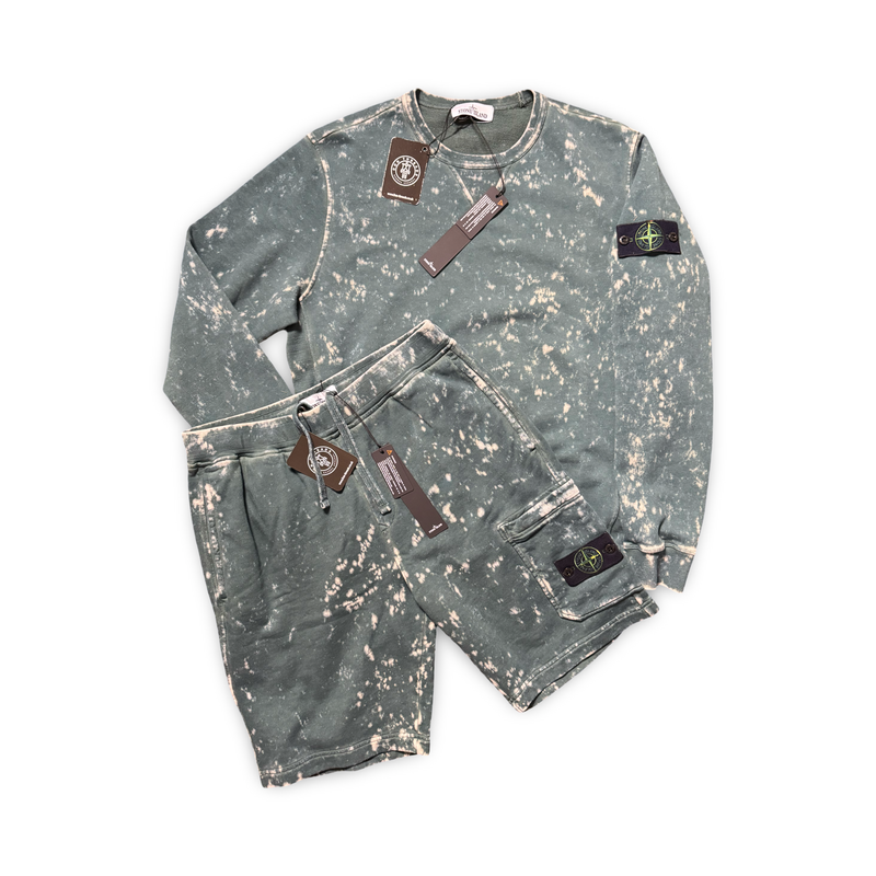 Stone Island OVD Acid Wash Crewneck & Shorts Set