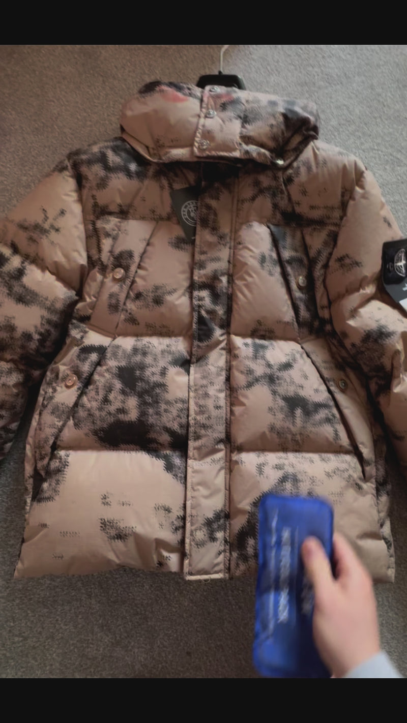 Stone Island Ice Jacket Earth Mapping Camouflage Down