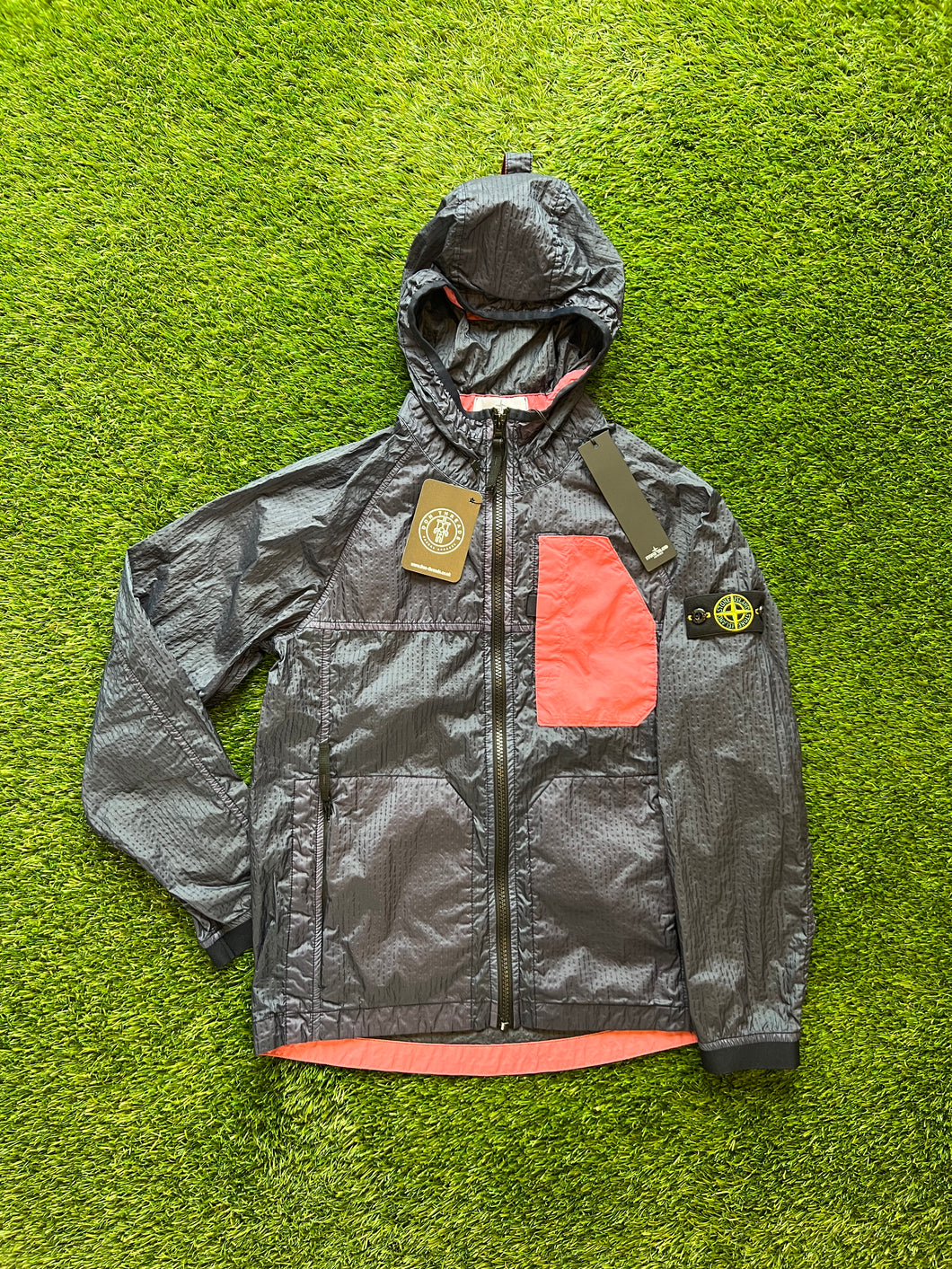 Stone island canvas hooded on sale jacket